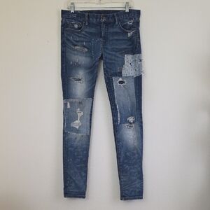 Ralph Lauren Polo Blue Distressed Skinny Jeans (Read Size Change) 32 X 30